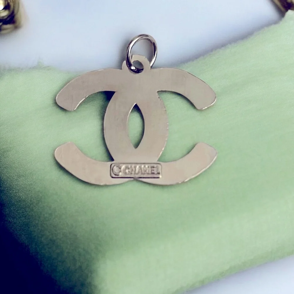 Silver and Sapphire stamped CZ Pendant Zipperpull - Picture 2 of 2